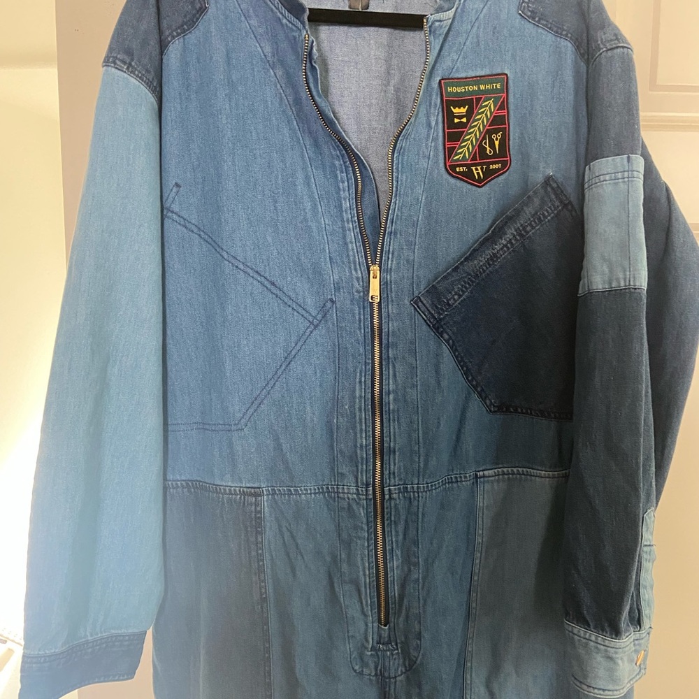 Blue Patchwork Denim Jumpsuit - image 3